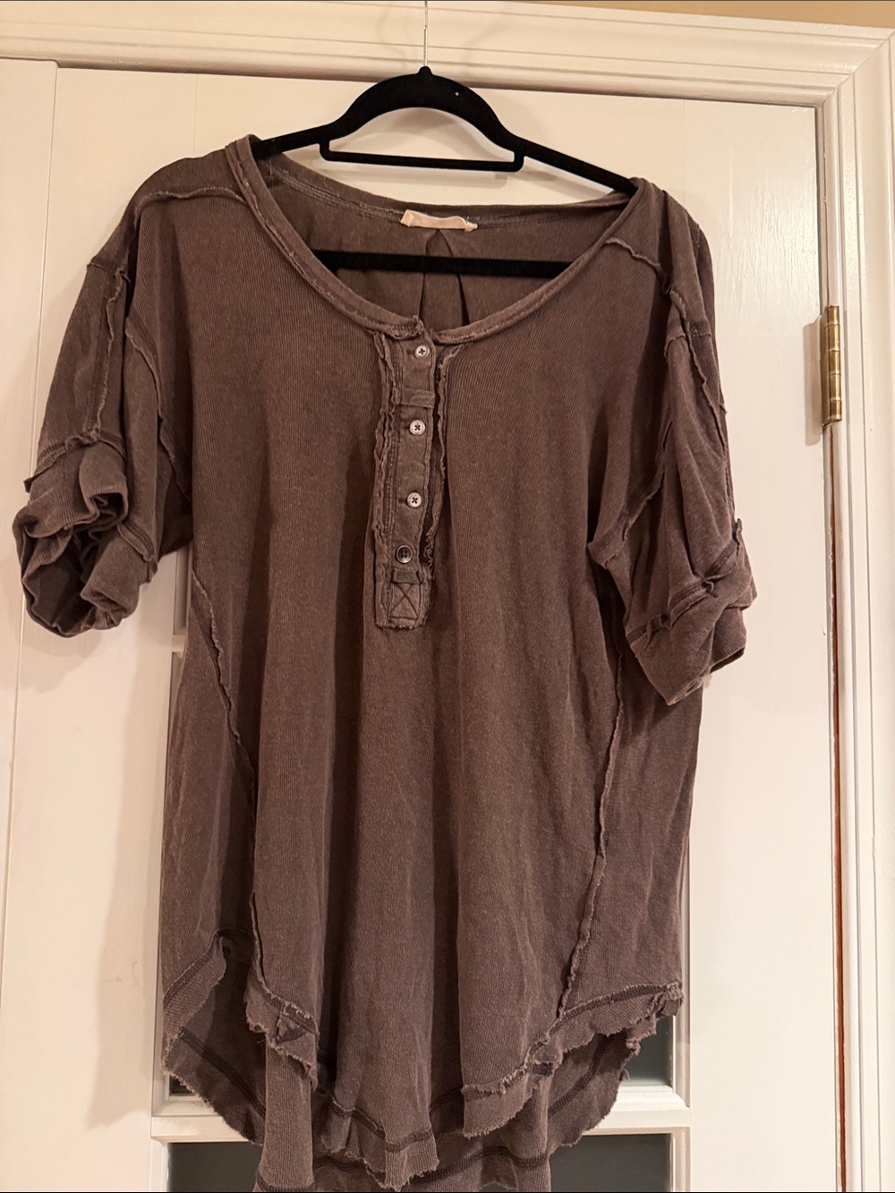 We The Free Washed Brown Short-Sleeve Henley Tee